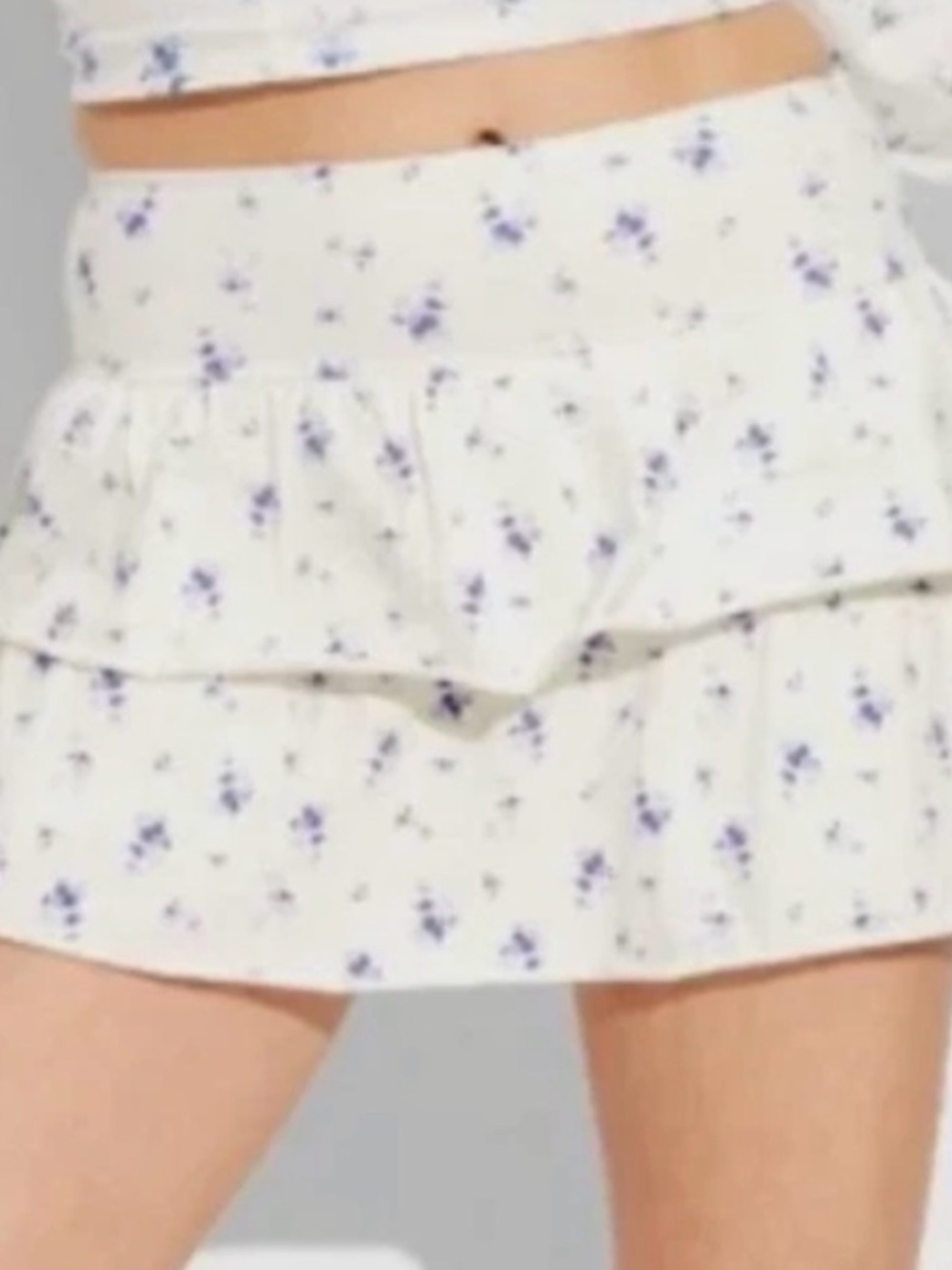 wild fable Cream And Blue Floral Mini Tiered Ruffle‎ Skort, Size XXS, NWT